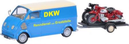 Schnelllaster mit Motorradanhänger und DKW RT 125, DKW RT 350