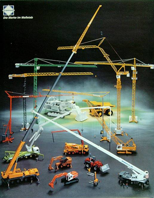 Werbetafel Baufahrzeuge von Conrad ca. aus dem Jahre 2000 aus Pappe