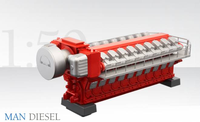 Diesel Dieselmotor Typ 48/60B 18 Zylinder in rot
