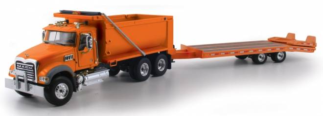 Granite MP Dump Truck with Beavertail Trailer in orange