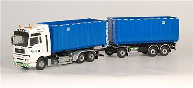 TGA XXL Motorwagen mit Hakenarm Container -Sita in blau-
