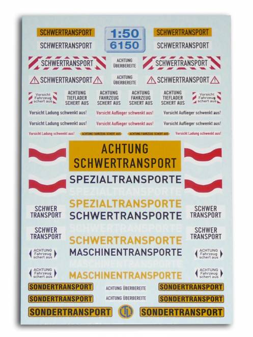 Warntafeln für Schwertransport -Fahrzeuge-Deutschland · Österreich · Schweiz-