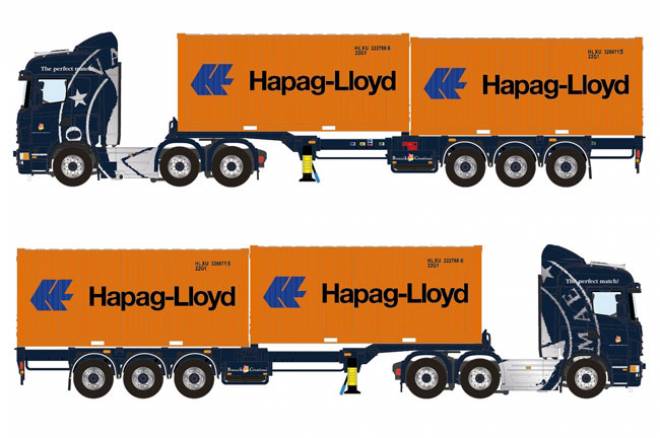 R Highline mit 3achs  und 2x 20 Fuß Hapag-Lloyd Container