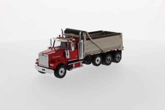 4900 SF Dump Truck - Red cab, matte silver plated dump body